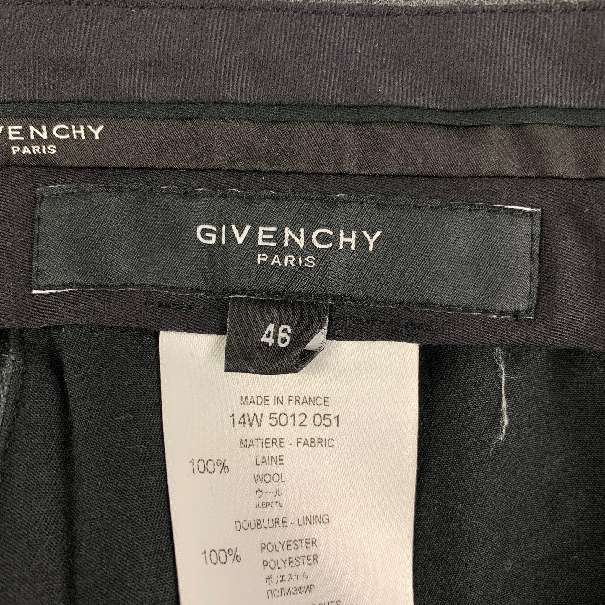 GIVENCHY Fall 2014 Basketball Collection Size 32 Black Wool Wide Leg Dress Pants For Sale 3