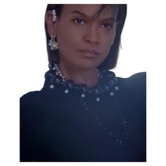Givenchy Fall 2022 black large bead necklace / Swarovski crystal 4G futuristic
