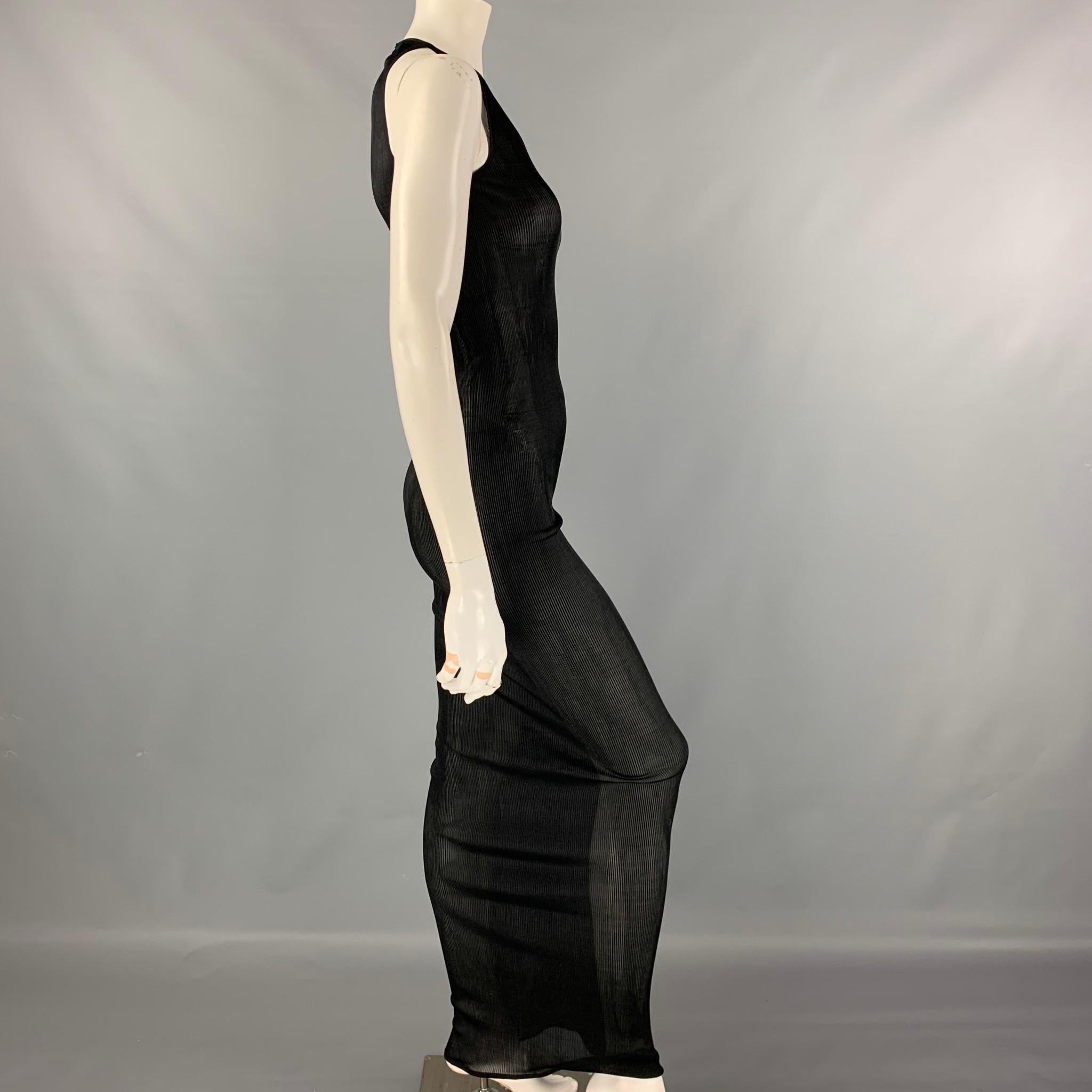 GIVENCHY Fall '21 Size One Size Black Ribbed Silk Maxi Dress In New Condition In San Francisco, CA