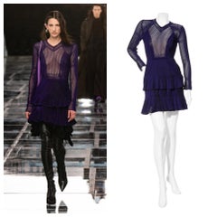 Mini abito a rete viola da passerella Givenchy Autunno/Inverno 2022 Taglia Small