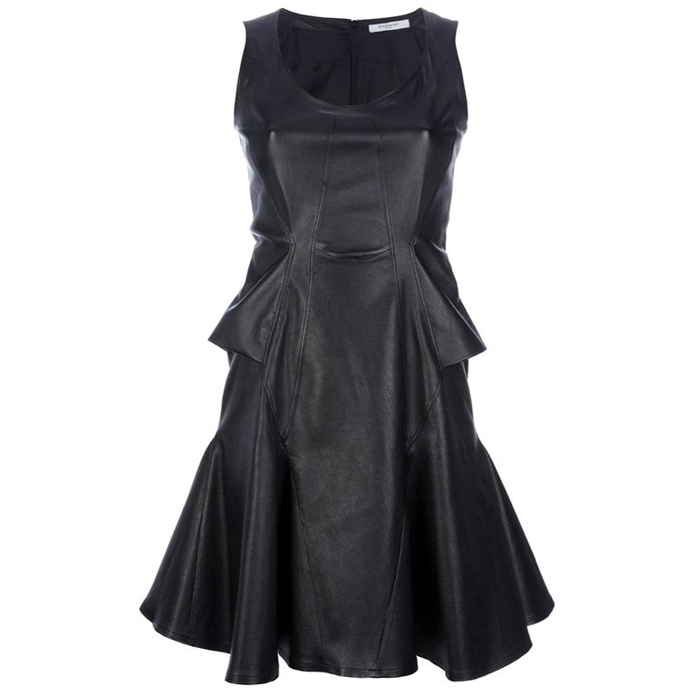 Givenchy Flared Leather Mini Dress For Sale at 1stDibs