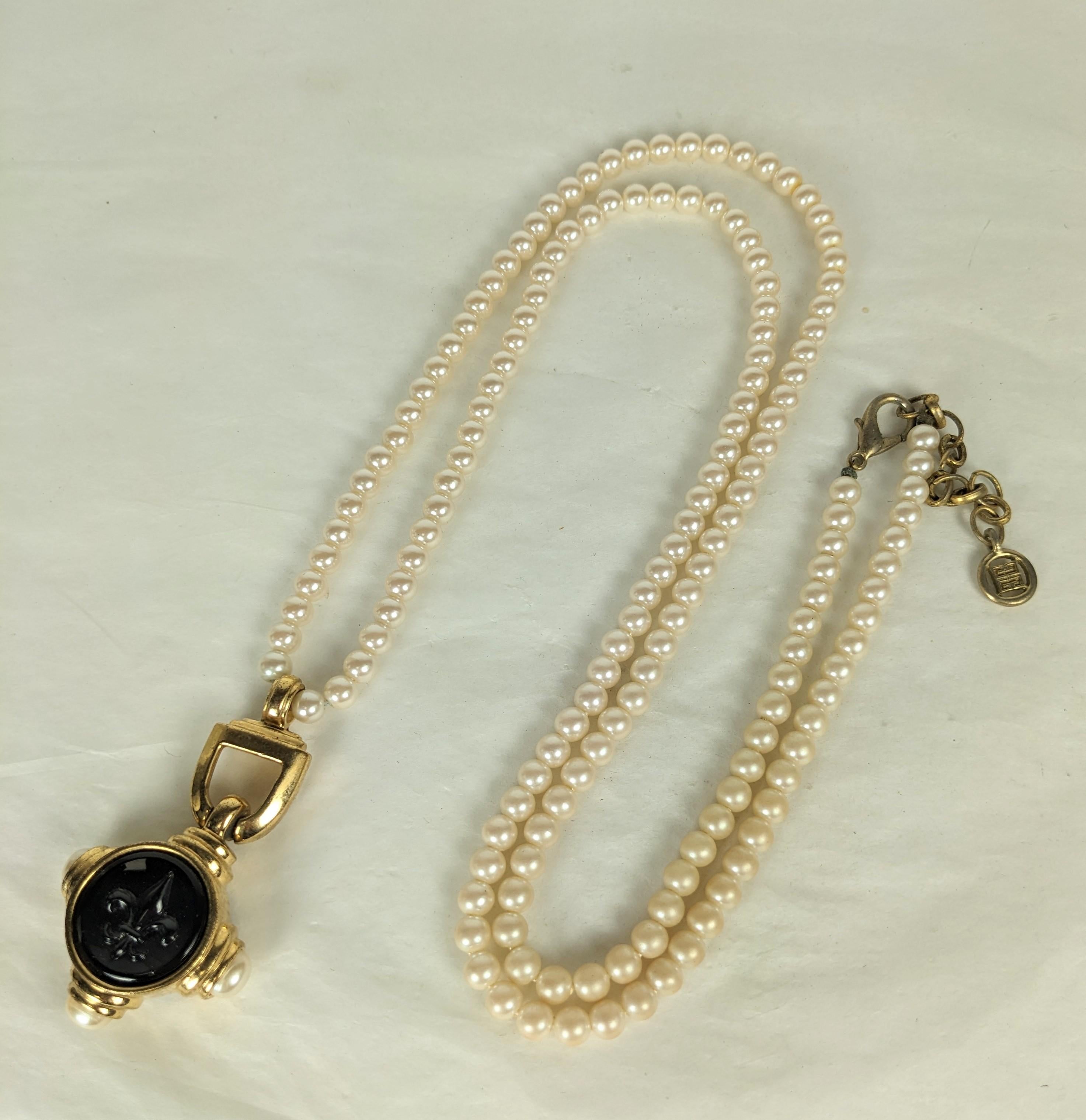 Givenchy Fleur de Lis Pearl Necklace In Good Condition In New York, NY