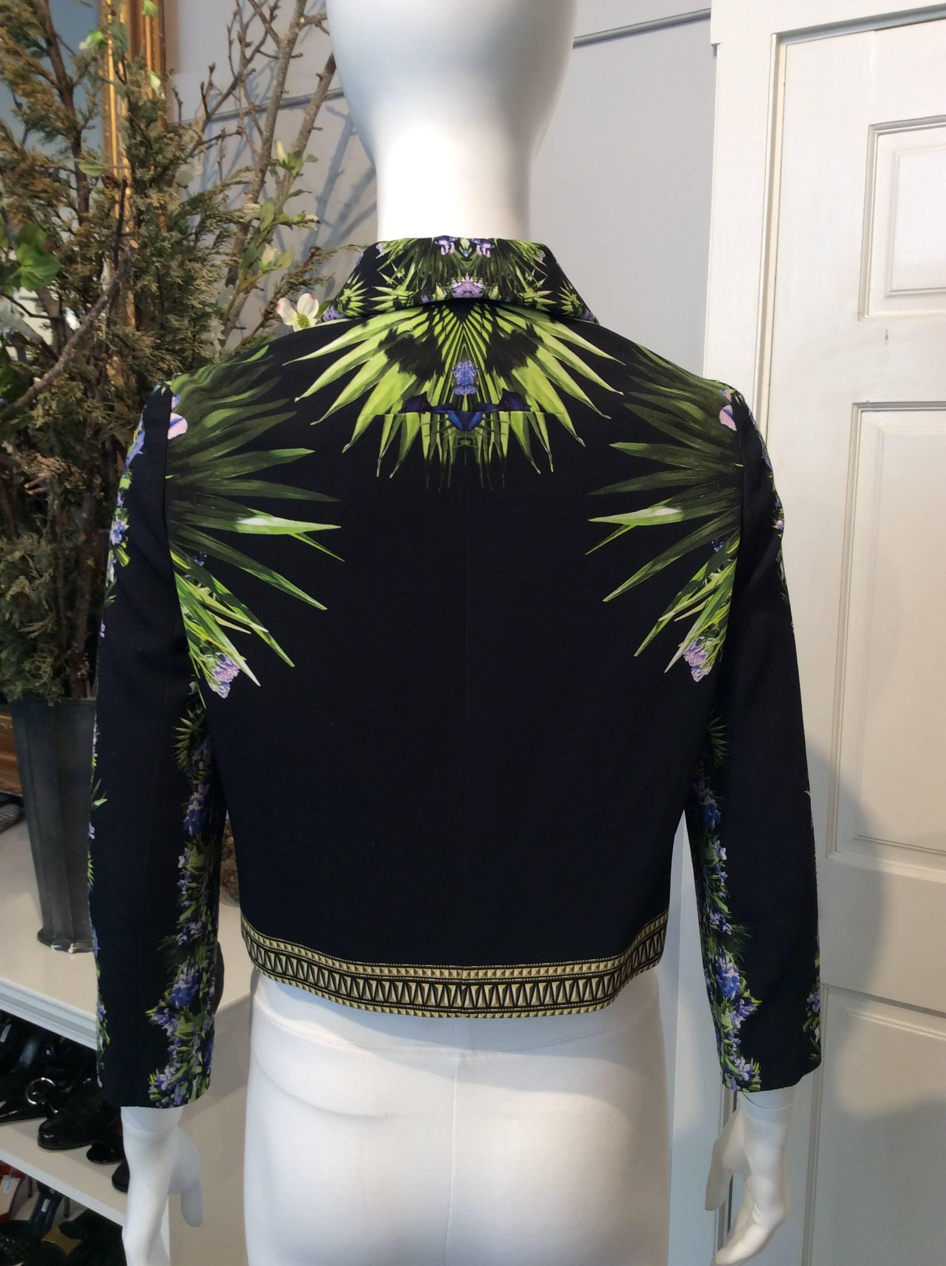 Women's Givenchy Floral Patterned Black Cropped Jacket  For Sale
