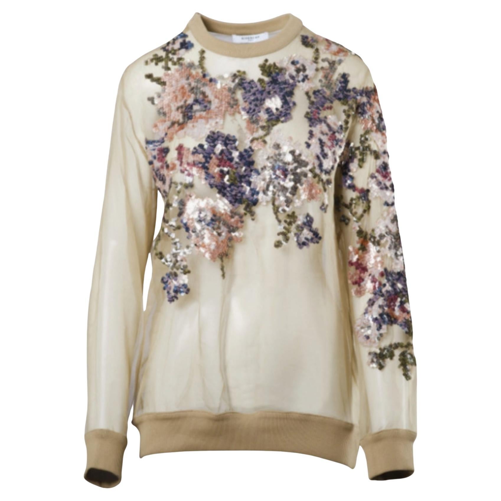 Sweatshirt transparent à sequins avec fleurs de Givenchy - '10s