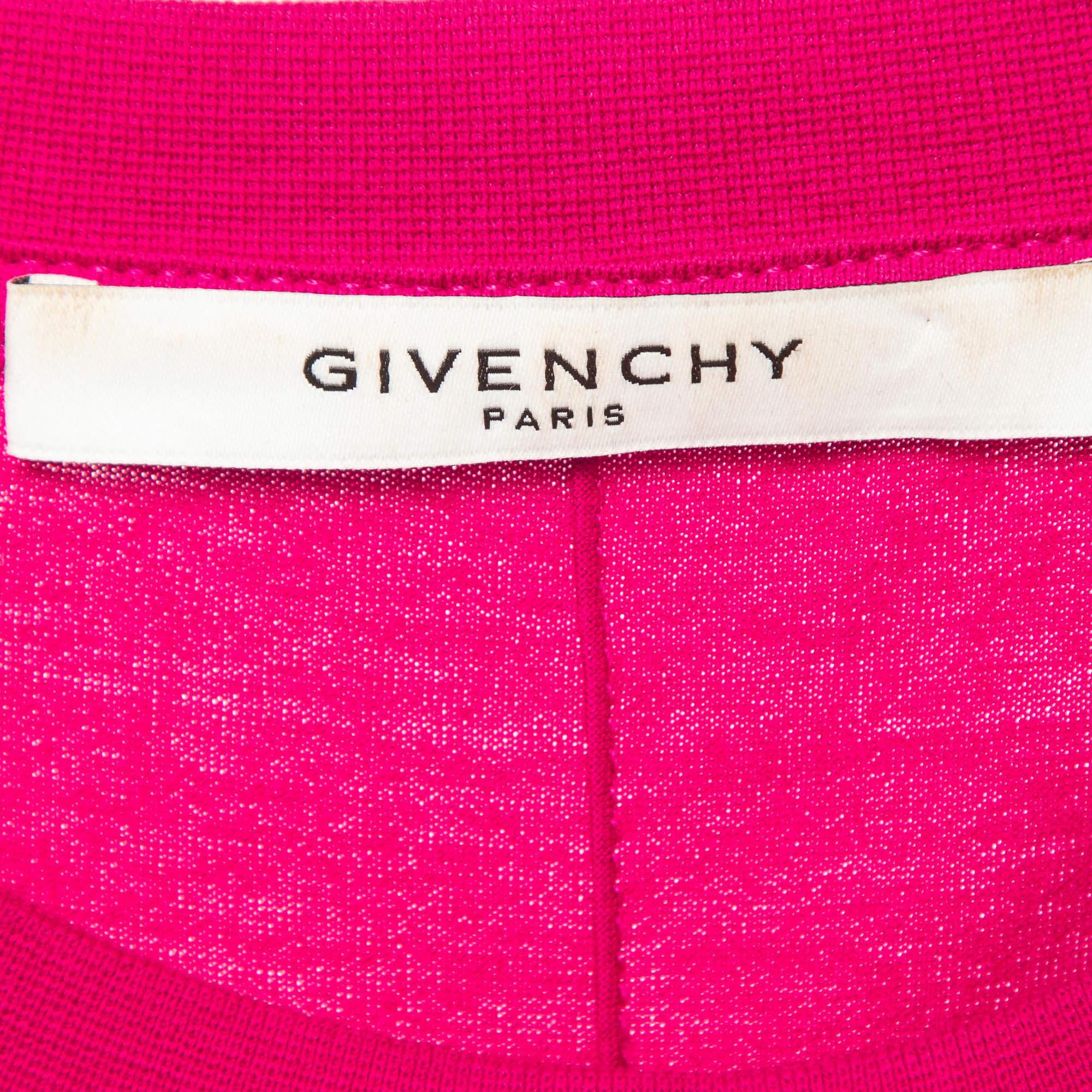 Men's Givenchy Fuchsia Pink Printed Cotton Crew Neck T-Shirt S For Sale