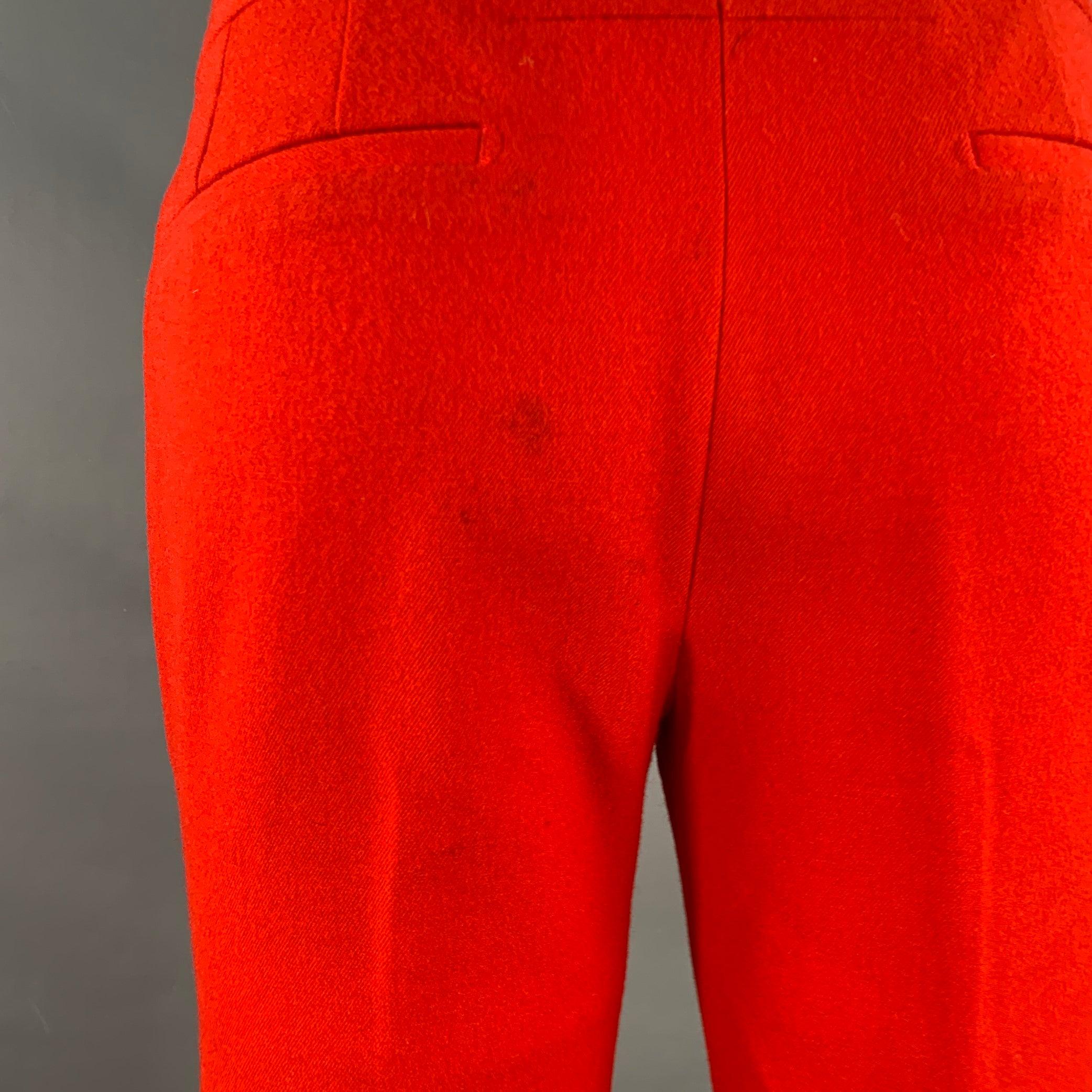 GIVENCHY FW12 Size S Red Twill Wool Cotton Notch Lapel Suit For Sale 1