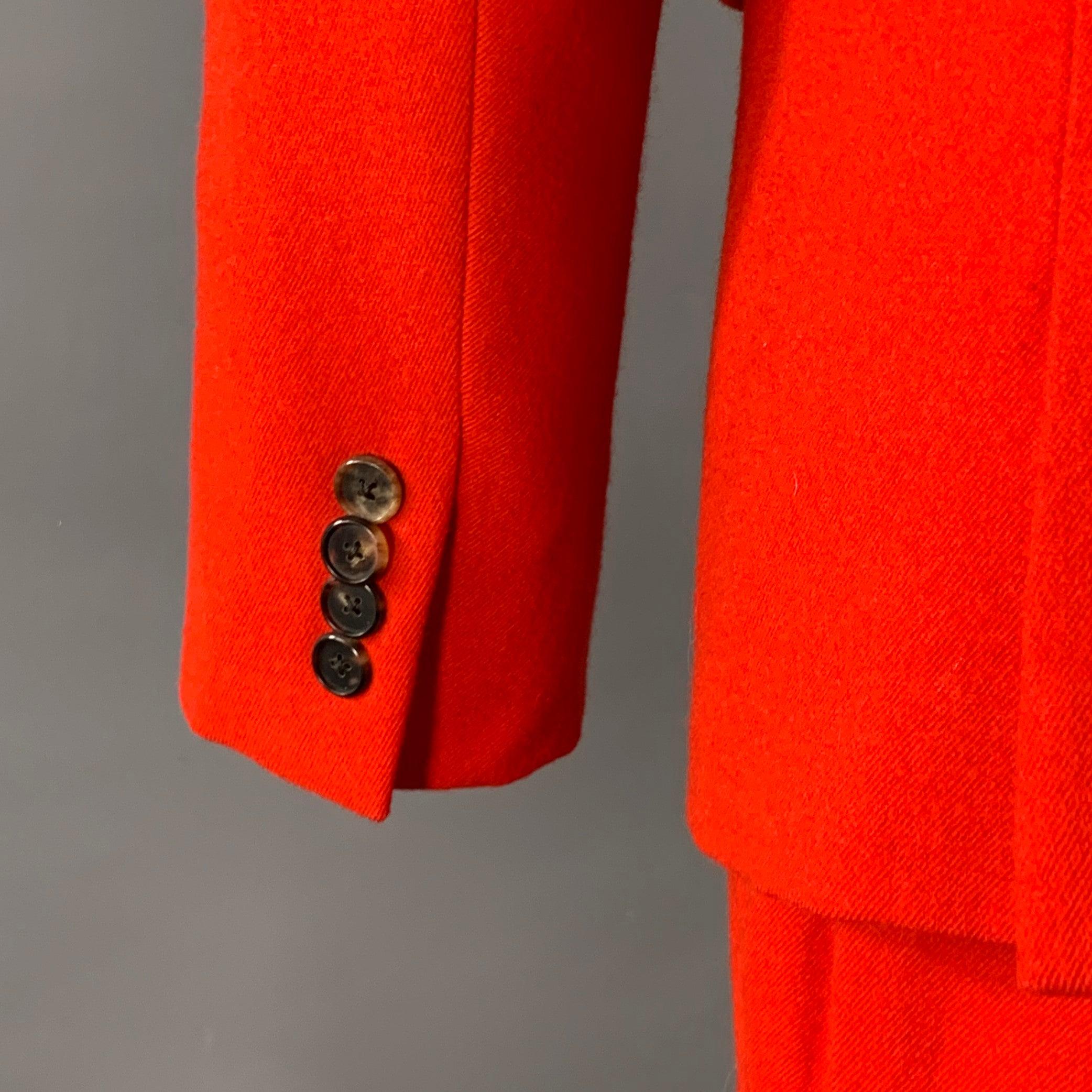 GIVENCHY FW12 Size S Red Twill Wool Cotton Notch Lapel Suit For Sale 2