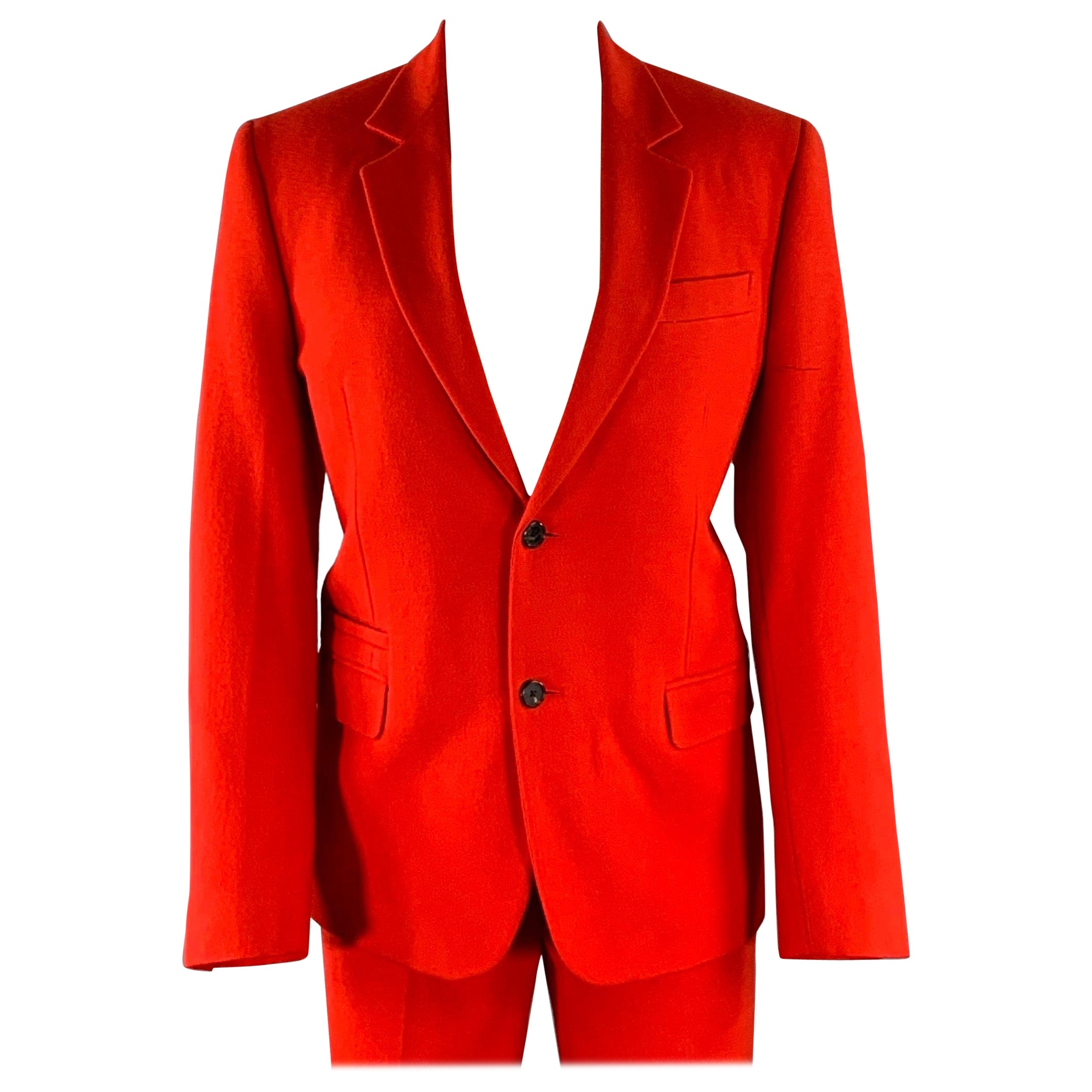 Givenchy FW12 Taille S Costume rouge en sergé de laine et coton à revers échancré