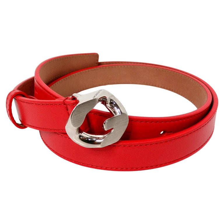 Givenchy vintage mid-century modern belt Vintage Givenchy 1980s Red Soft Leather Belt with Gold Logo  main image 4