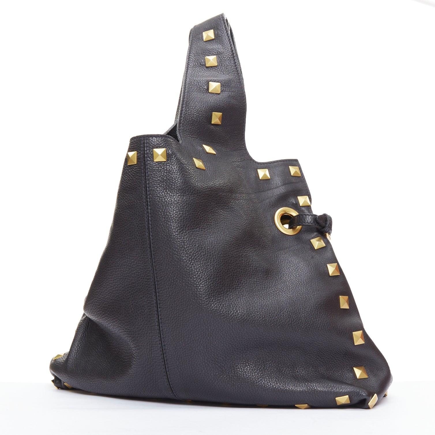 Women's GIVENCHY George V black textured leather gold giant studs tote bag