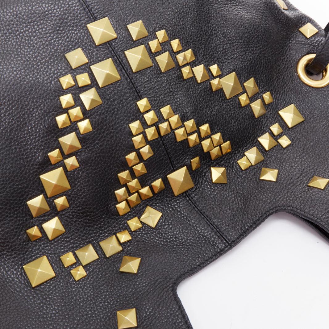 GIVENCHY George V black textured leather gold giant studs tote bag 3