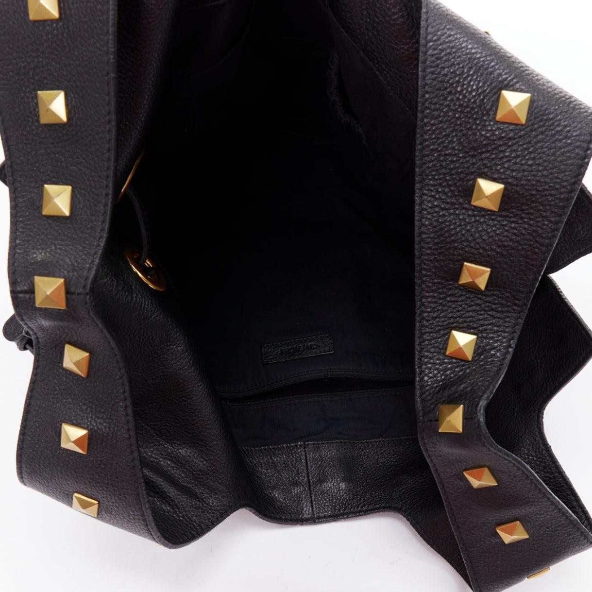 GIVENCHY George V black textured leather gold giant studs tote bag 4