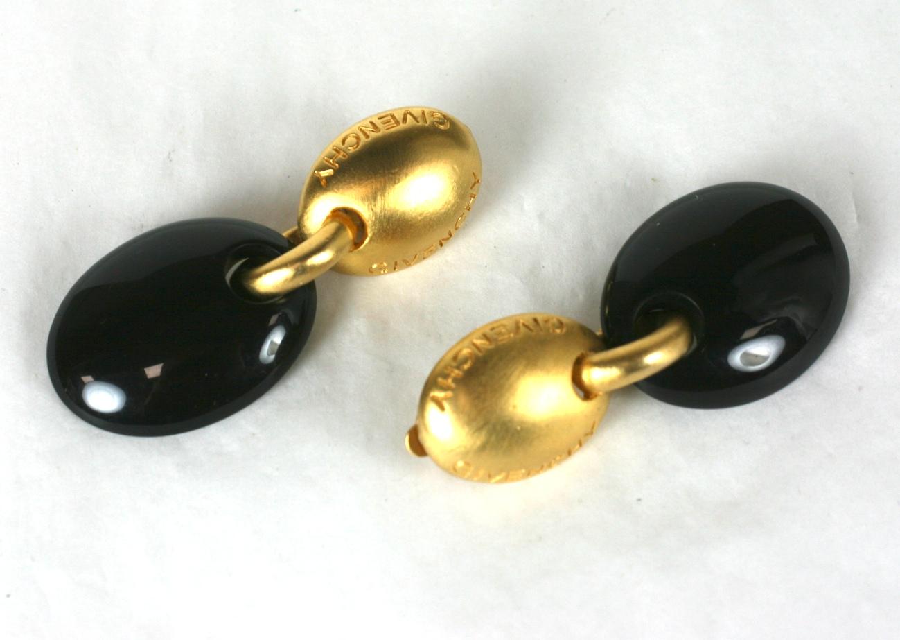 Givenchy Gilt and Black Modernist Earclips In Excellent Condition For Sale In New York, NY