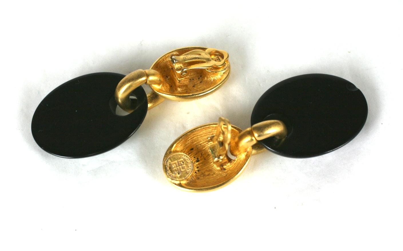 Women's Givenchy Gilt and Black Modernist Earclips For Sale