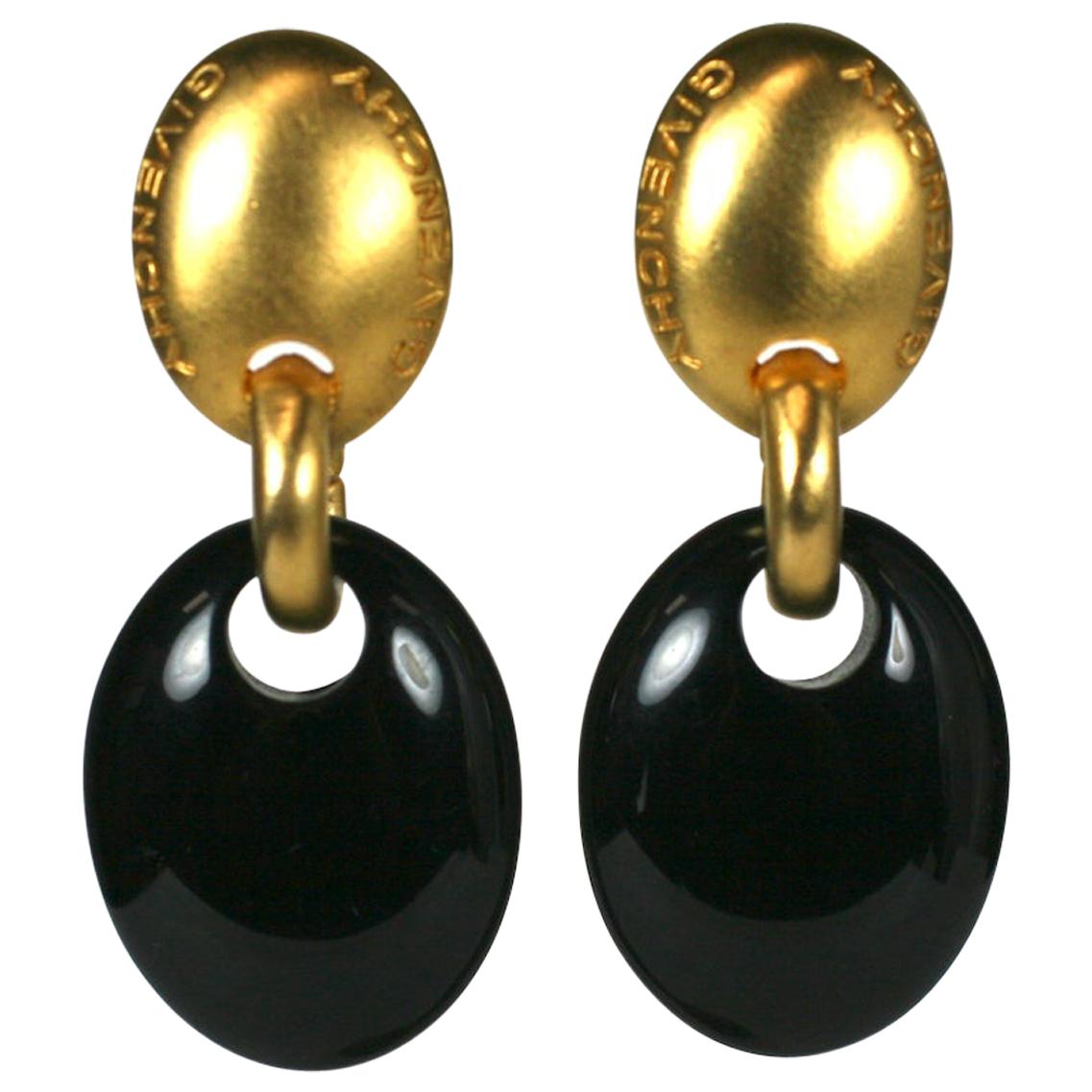 Givenchy Gilt and Black Modernist Earclips For Sale