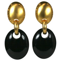 Vintage Givenchy Gilt and Black Modernist Earclips