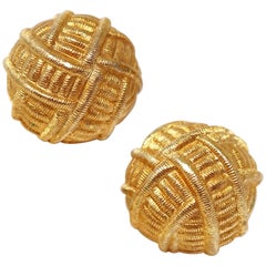 Givenchy Gilt Dome Statement Earrings, Signed, circa 1980s