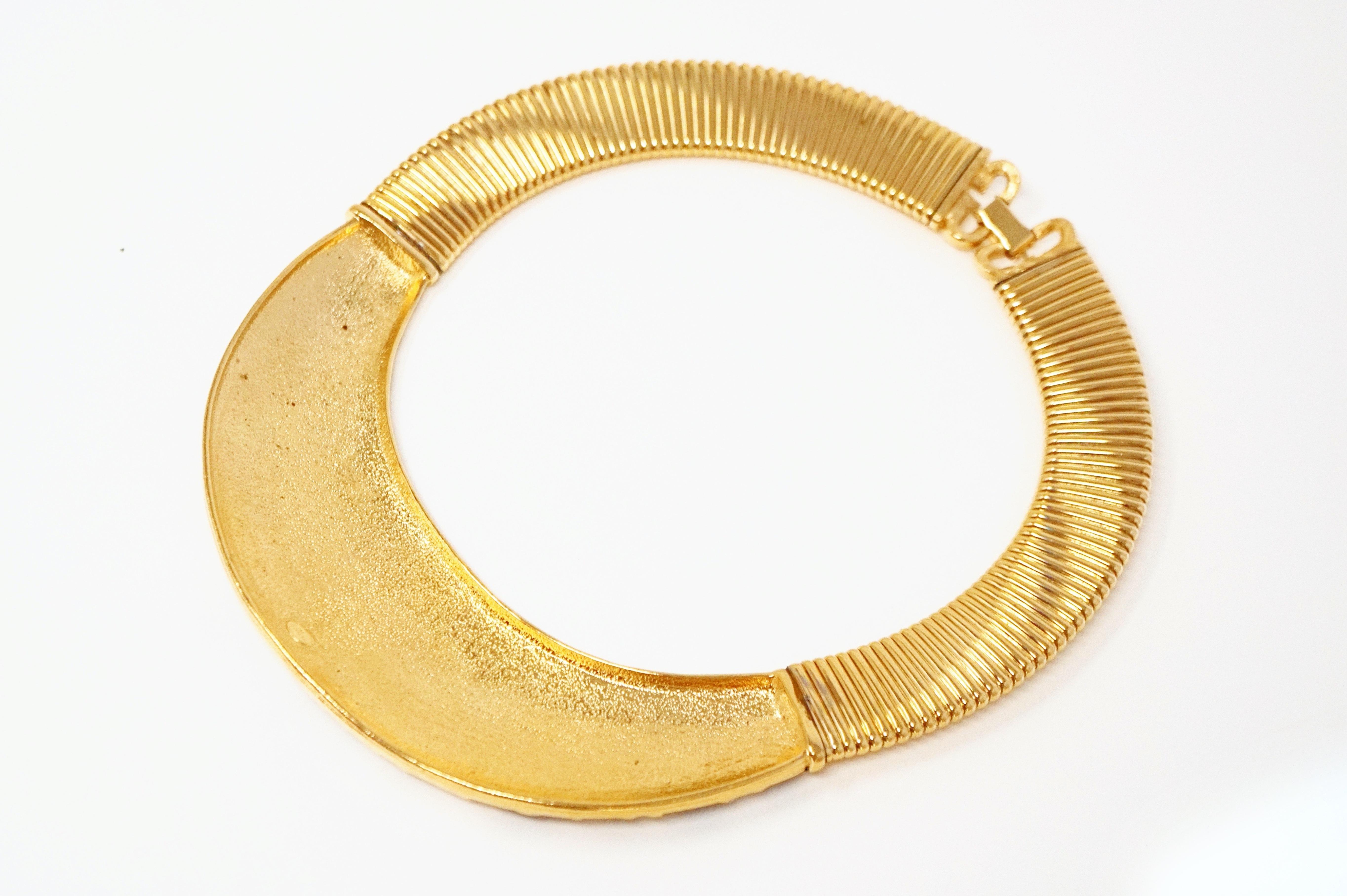 Women's Givenchy Gilt & Enameled Zebra Print Statement Collar Necklace, Signed, 1980s For Sale