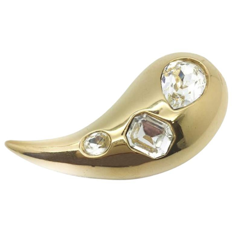 Givenchy Gold And Crystal 1990s Vintage Brooch For Sale