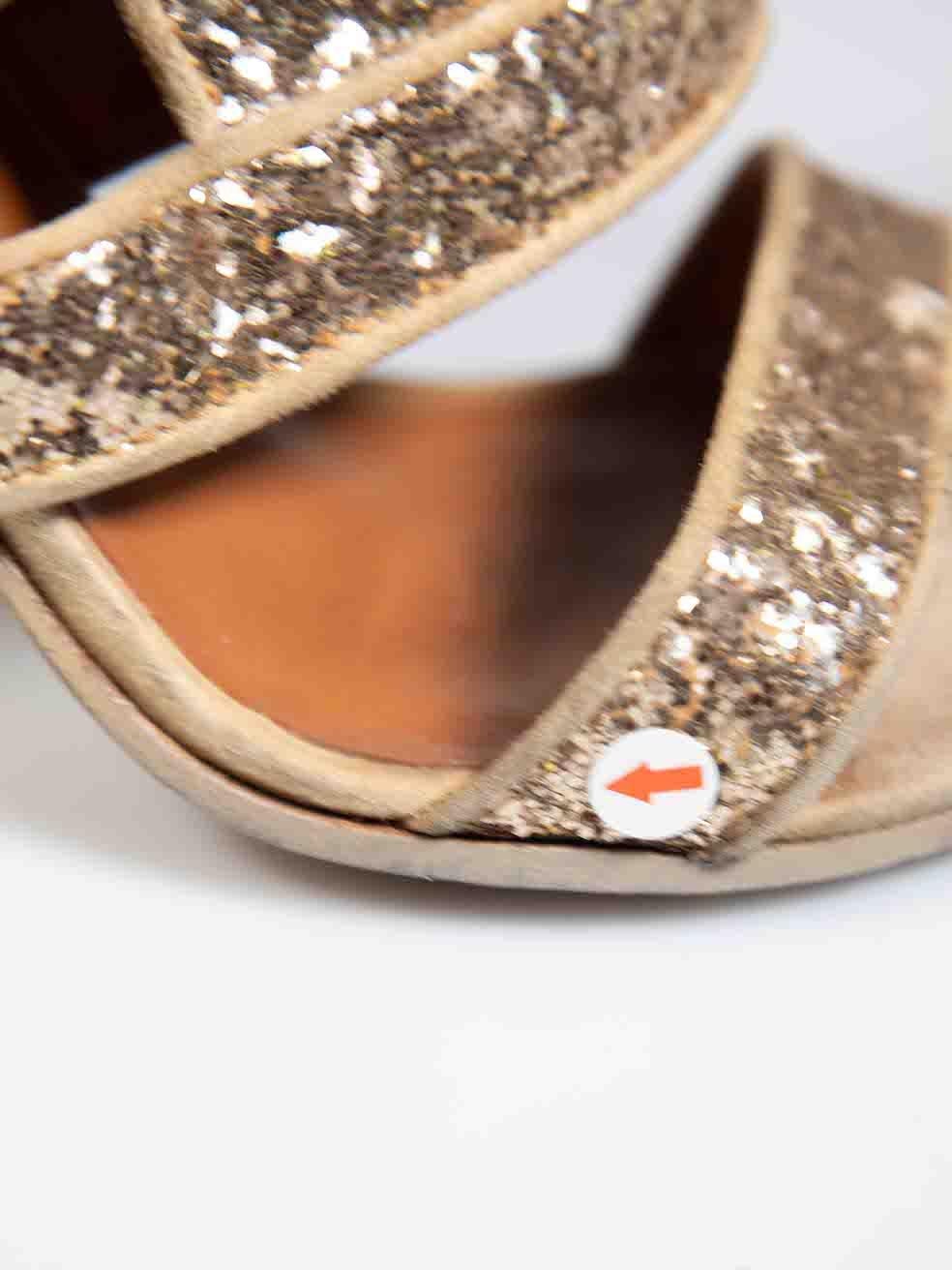Givenchy Gold Glitter Chunky Heels Size IT 38 1