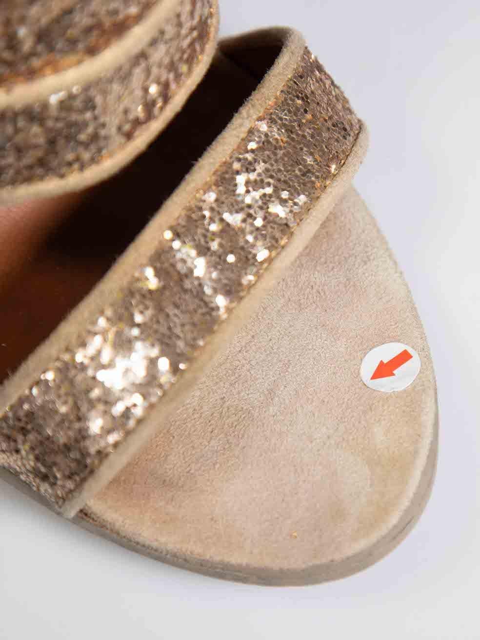 Givenchy Gold Glitter Chunky Heels Size IT 38 4