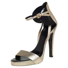 Givenchy Gold Leather Ankle Strap Sandals Size 38