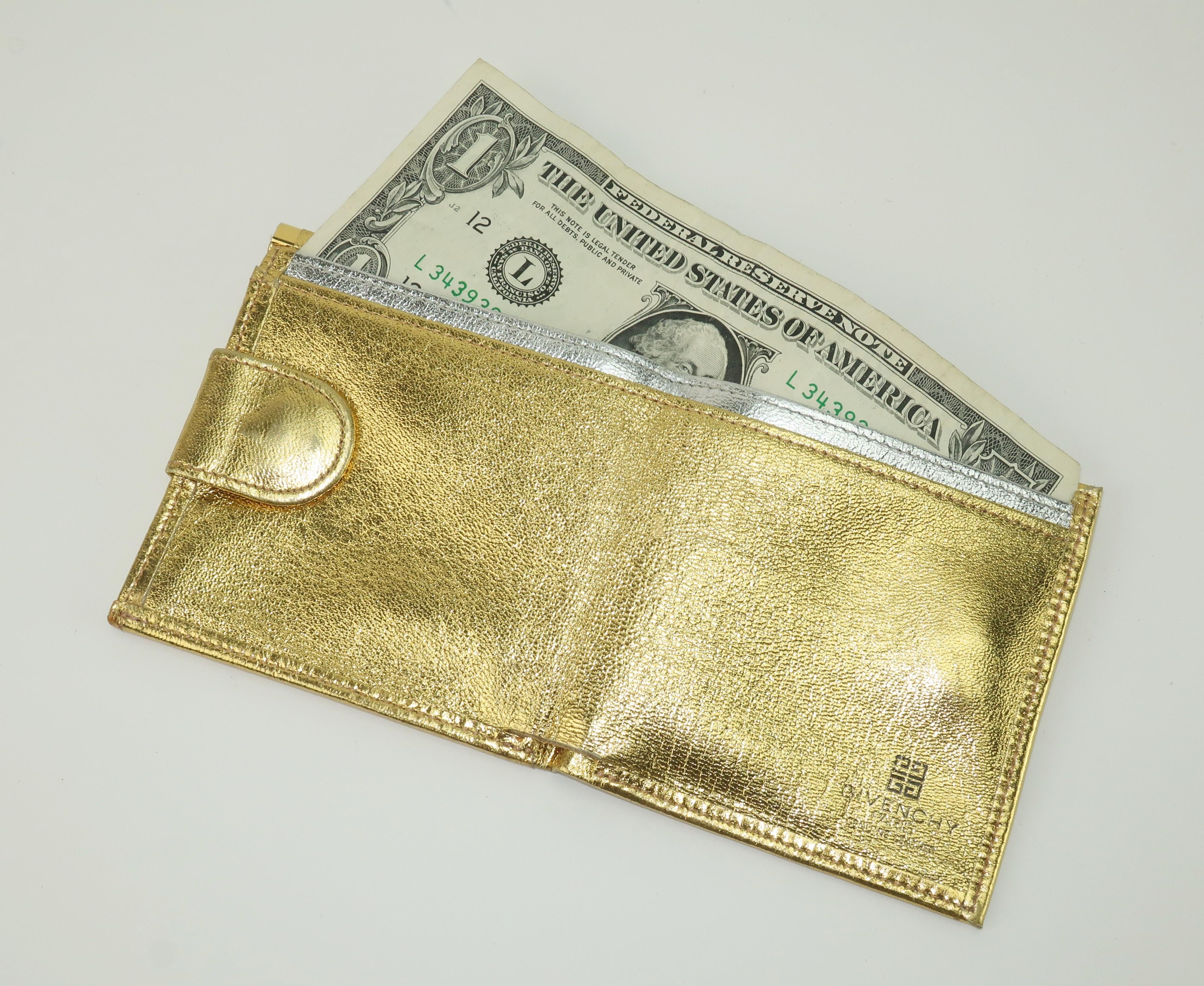 Women's Givenchy Gold Leather Logo Evening Wallet, 1960's