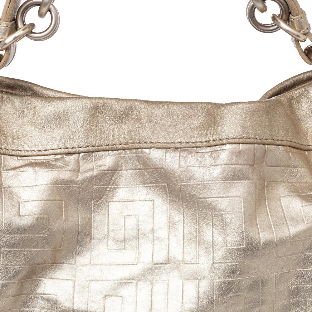 Givenchy Gold Monogram Patent Leather Hobo For Sale 5