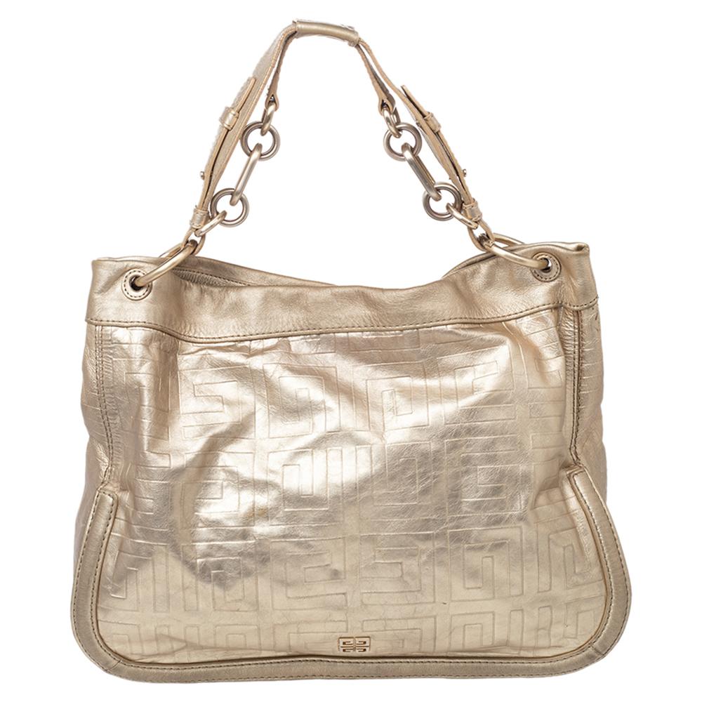 Givenchy Gold Monogram Patent Leather Hobo
