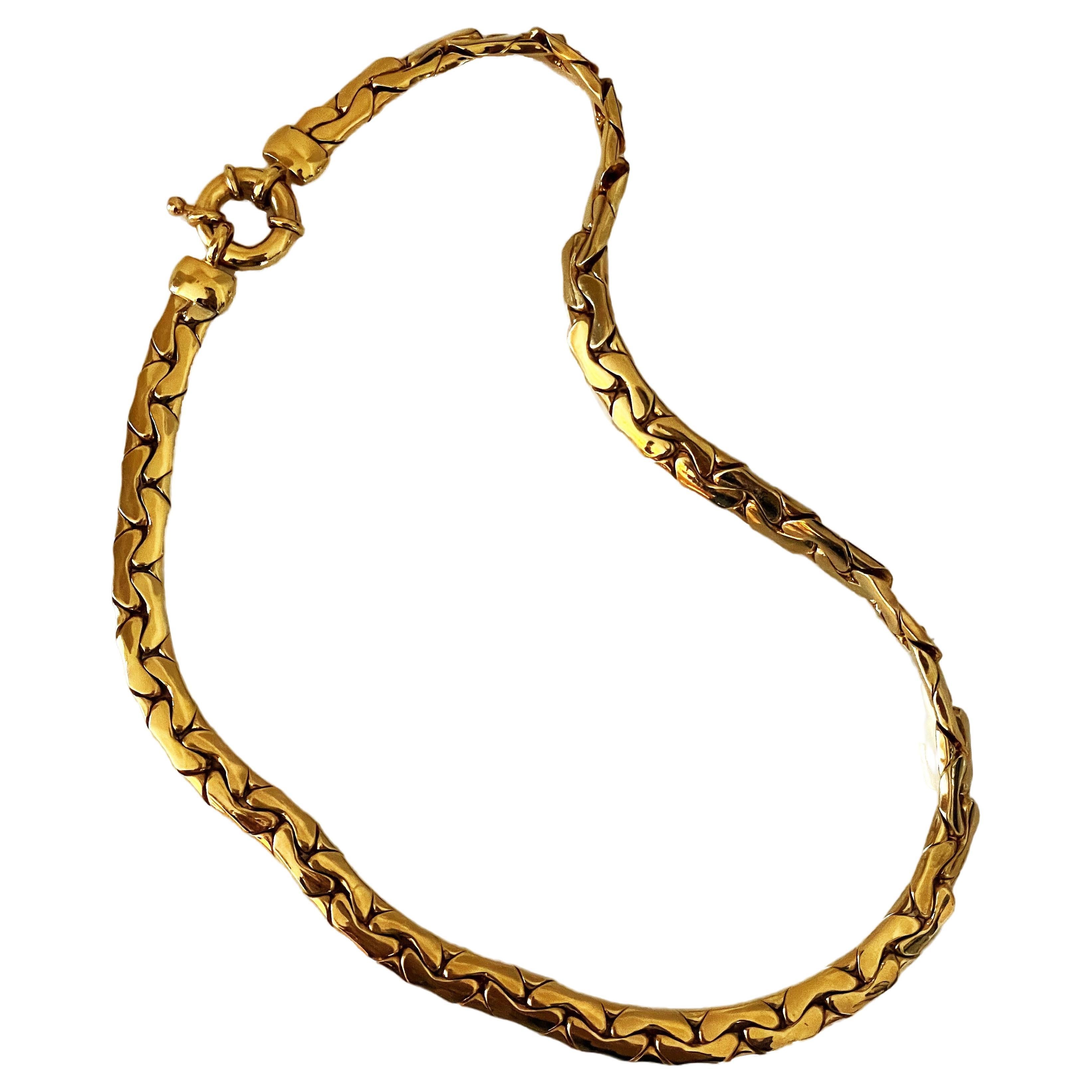 Givenchy Gold Plated Braided Snake Chain Necklace with Lock 90s