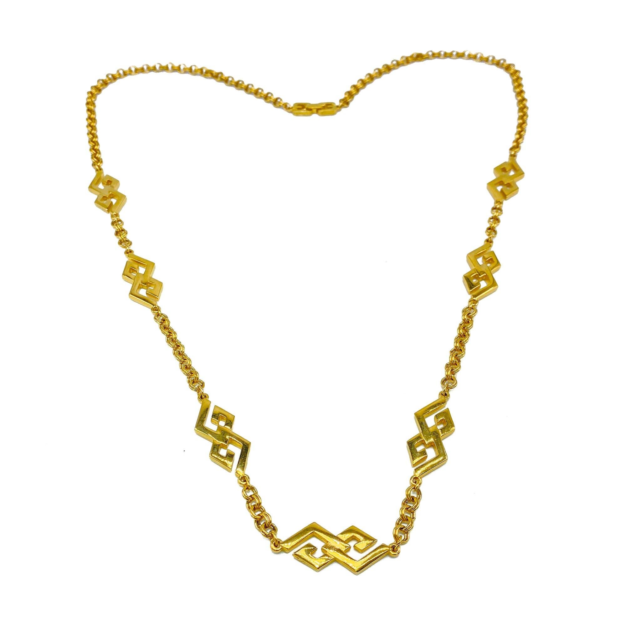 COUTURE NUMBER JEWELLERY 80s Vintage Lightweight Gold Plated Water-Drop Fancy Link Collar Necklace