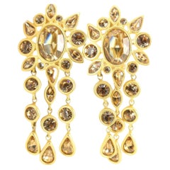 Givenchy Gold Tone Dangle Crystal Drop Dream Catcher Earrings 8gi616s