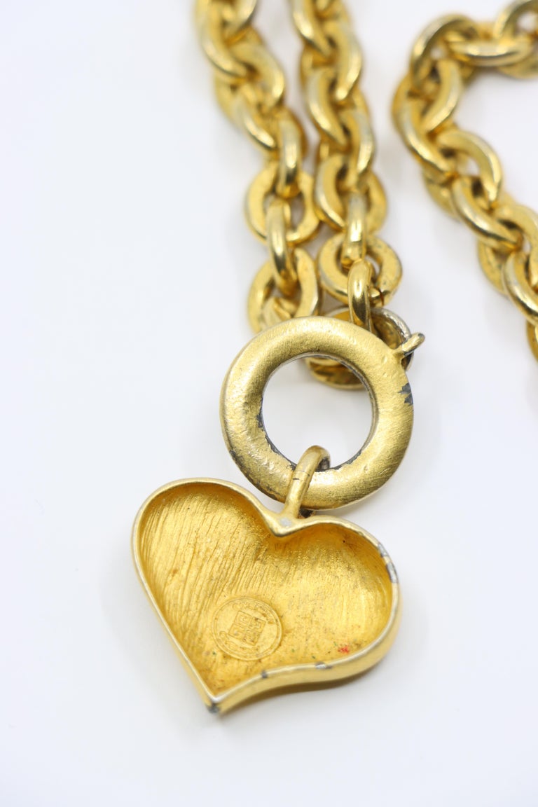 Givenchy Gold Tone Heart Pendant Chain Necklace/Belt For