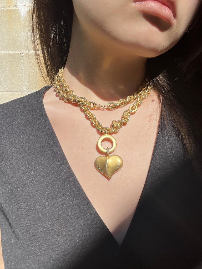 Givenchy Gold Tone Heart Pendant Chain Necklace/Belt For Sale at