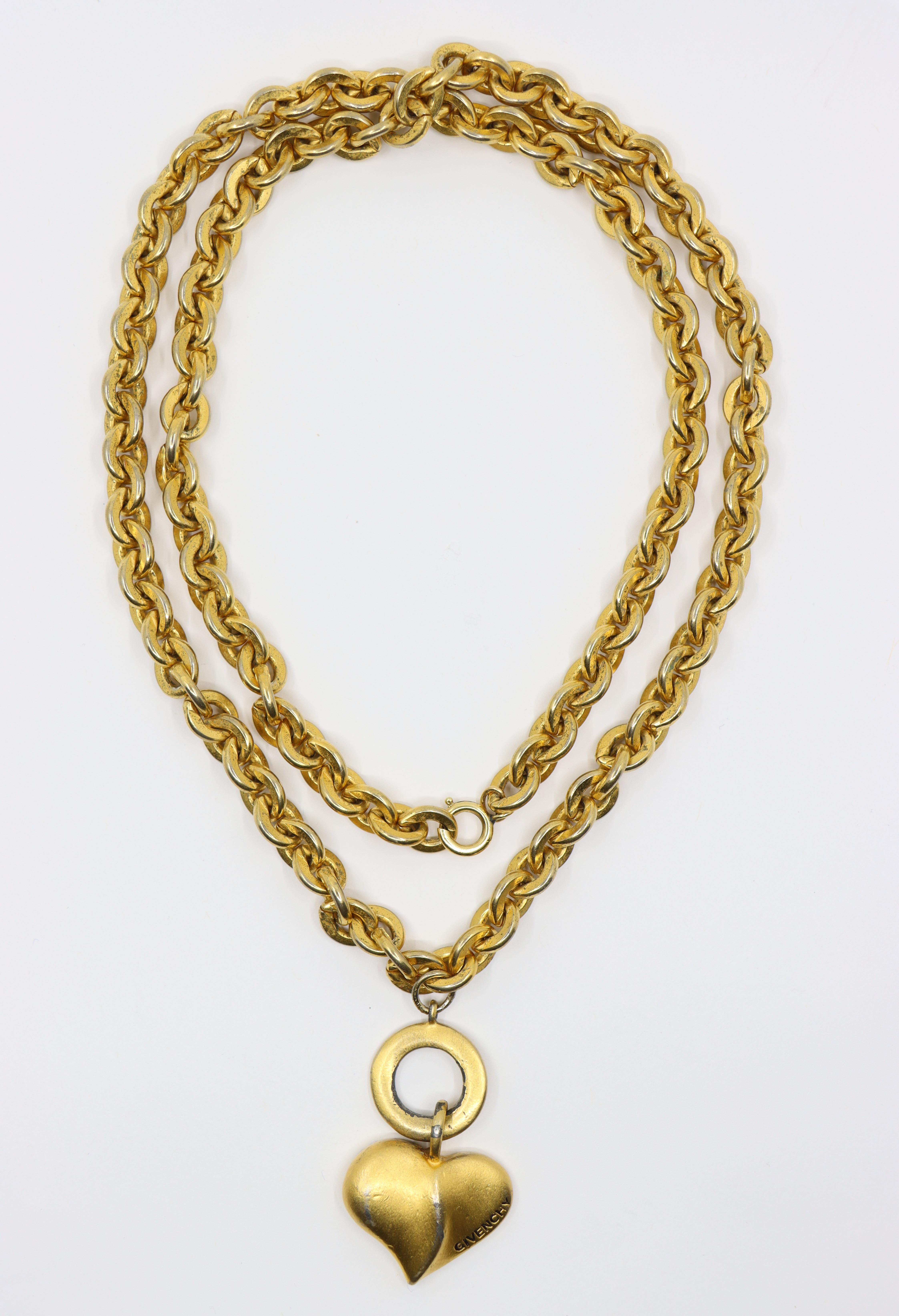 da uomo o donna Givenchy Collana/cintura con ciondolo a forma di cuore in tonalità oro in vendita