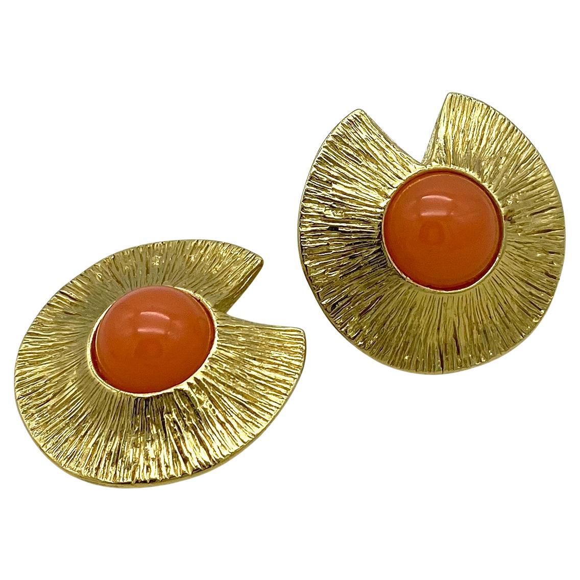 Women's Givenchy Gold-tone Textured Clip-on Earrings For Sale