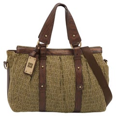 Givenchy Green/Brown Monogram Canvas and Leather Tote