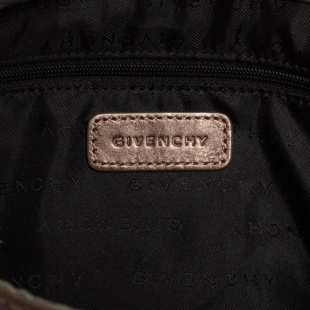 Givenchy Green/Brown Monogram Fabric and Leather Clasp Flap Hobo 6