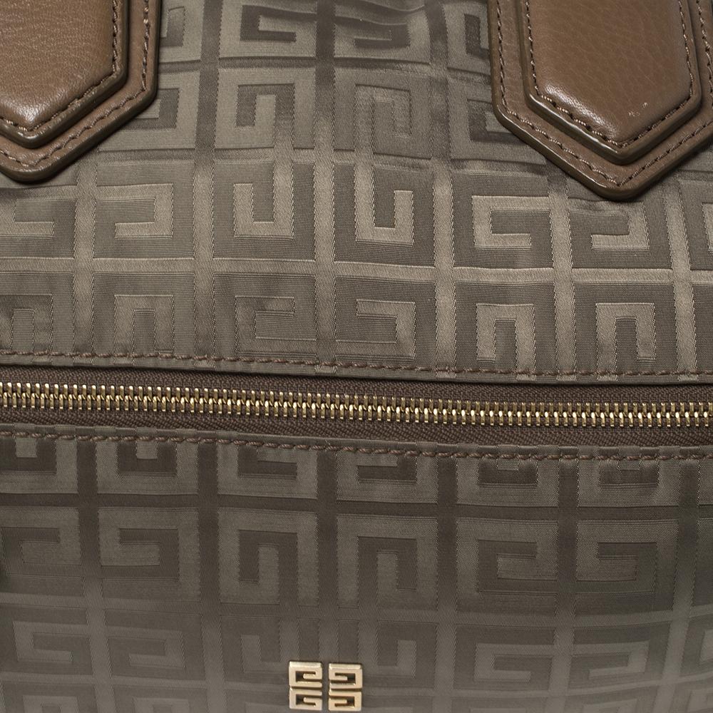 Givenchy Green/Brown Monogram Fabric and Leather Nightingale Satchel 2
