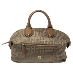 Givenchy Grün/Braun Monogramm Stoff und Leder Nightingale Satchel