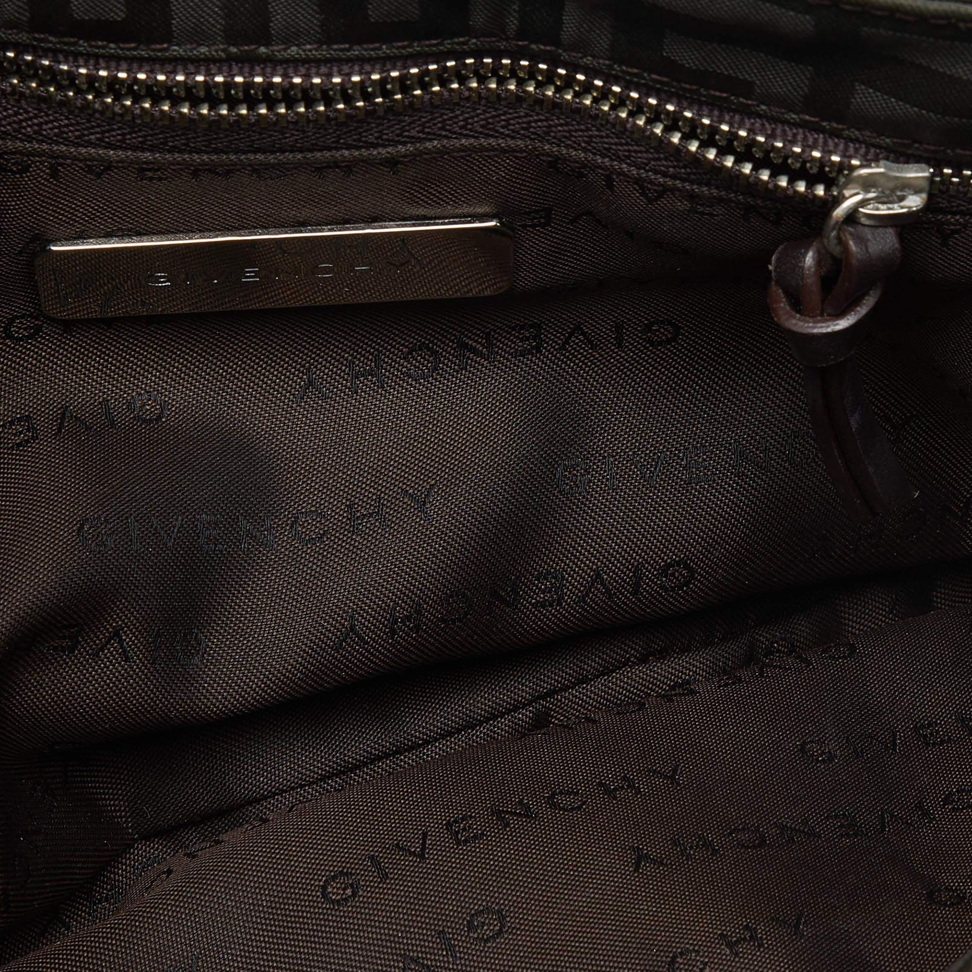 Givenchy Green/Brown Monogram Fabric Buckle Flap Baguette Bag 2