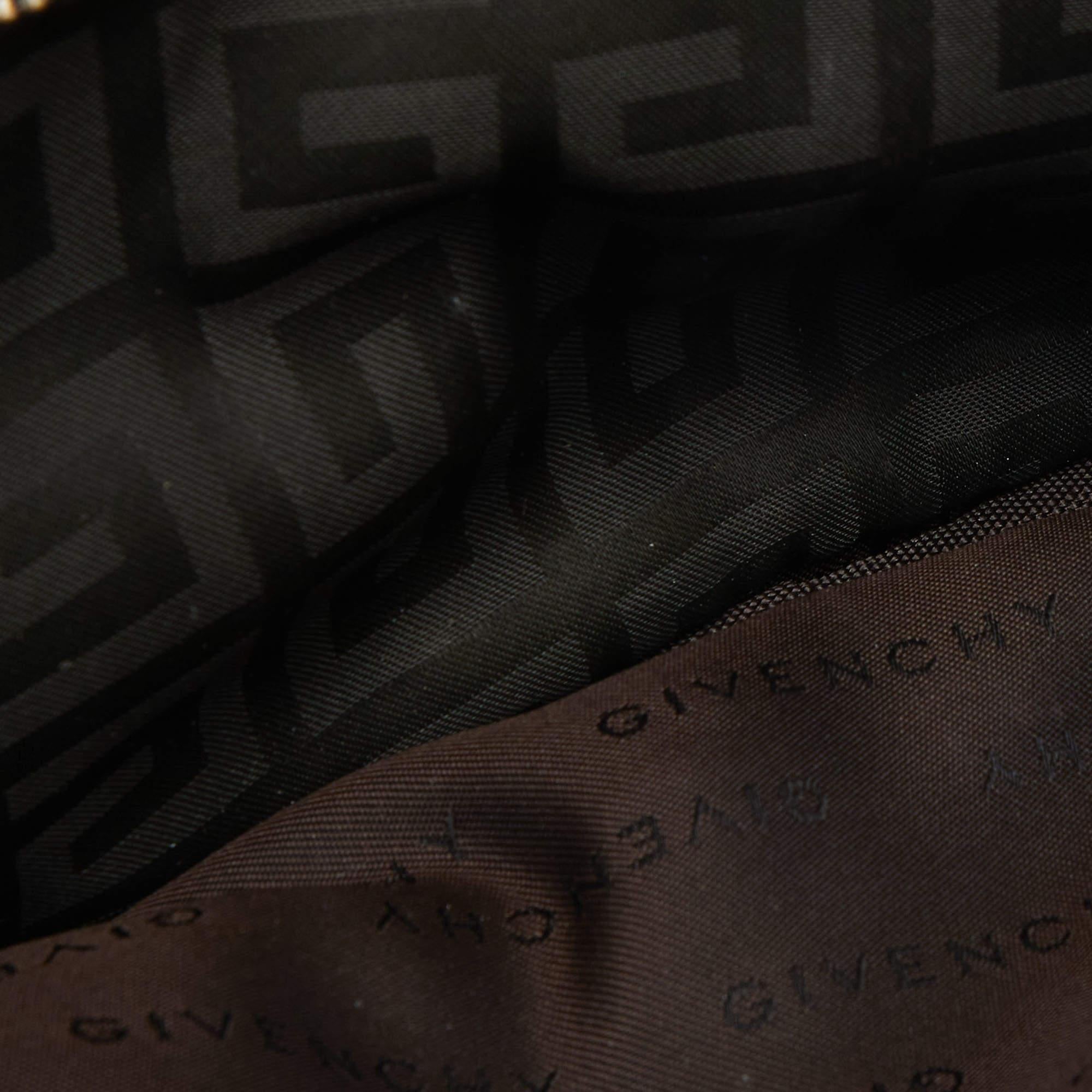 Givenchy Green/Brown Monogram Fabric Buckle Flap Baguette Bag 3