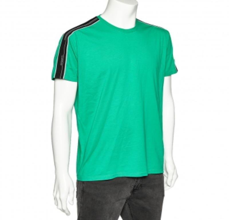 Givenchy Green Cotton Contrast Logo Tape Detail Regular Fit T-Shirt M 2