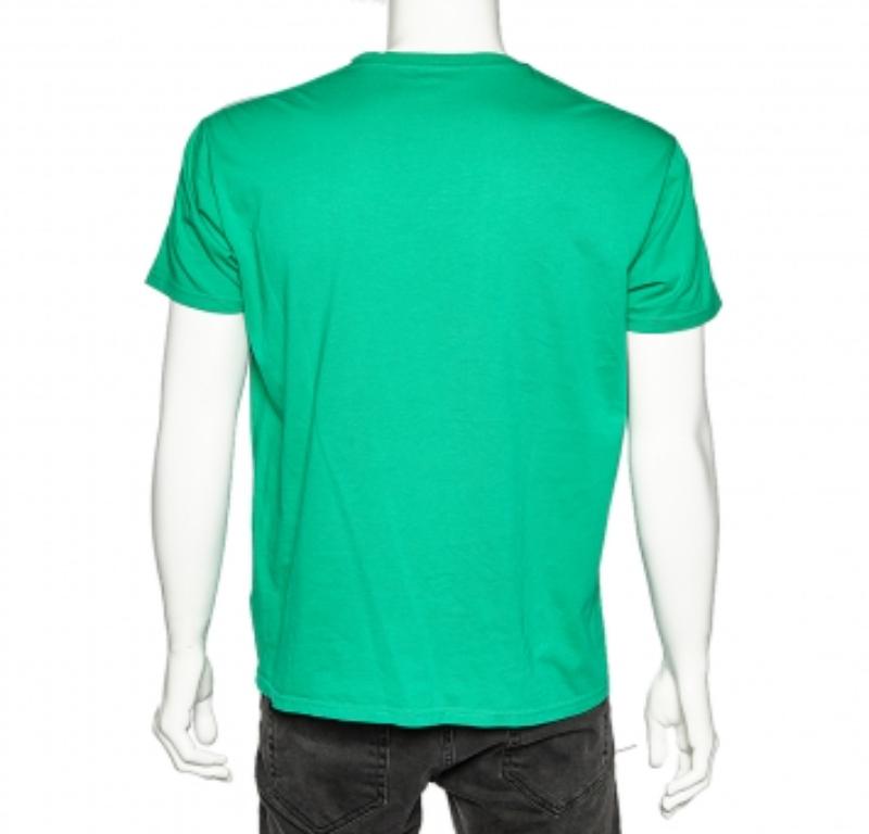 Givenchy Green Cotton Contrast Logo Tape Detail Regular Fit T-Shirt M 3