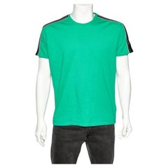 Givenchy Green Cotton Contrast Logo Tape Detail Regular Fit T-Shirt M