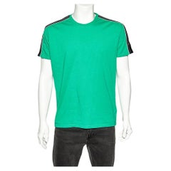 Givenchy Green Cotton Contrast Logo Tape Detail Regular Fit T-Shirt M