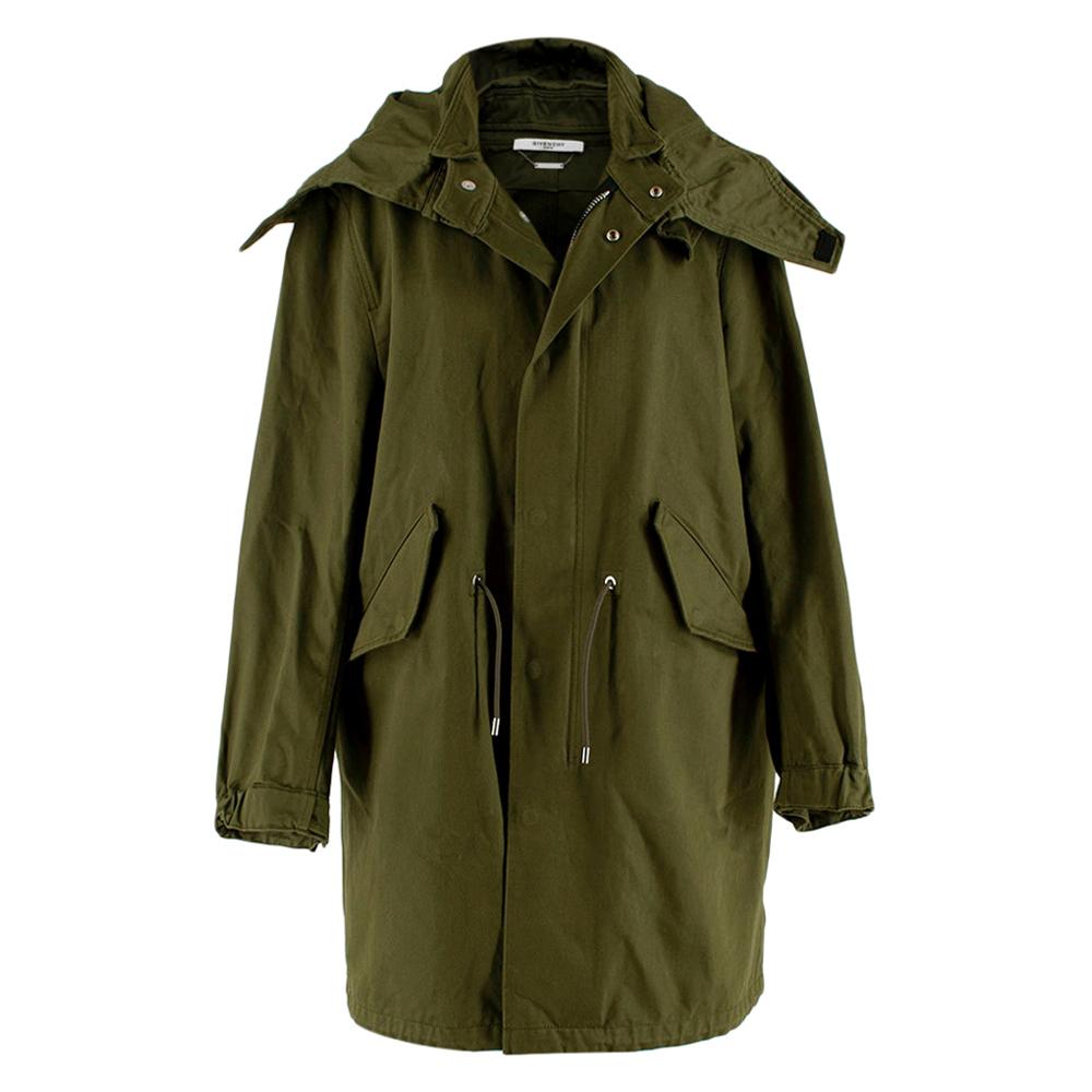 Givenchy Green Cotton Wings Print Parka Coat - Size US 6