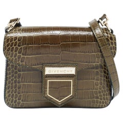 Used Givenchy Green Croc Embossed Leather Nobile Crossbody Bag