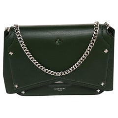Givenchy Green Leather Bow Cut Flap Crossbody Bag