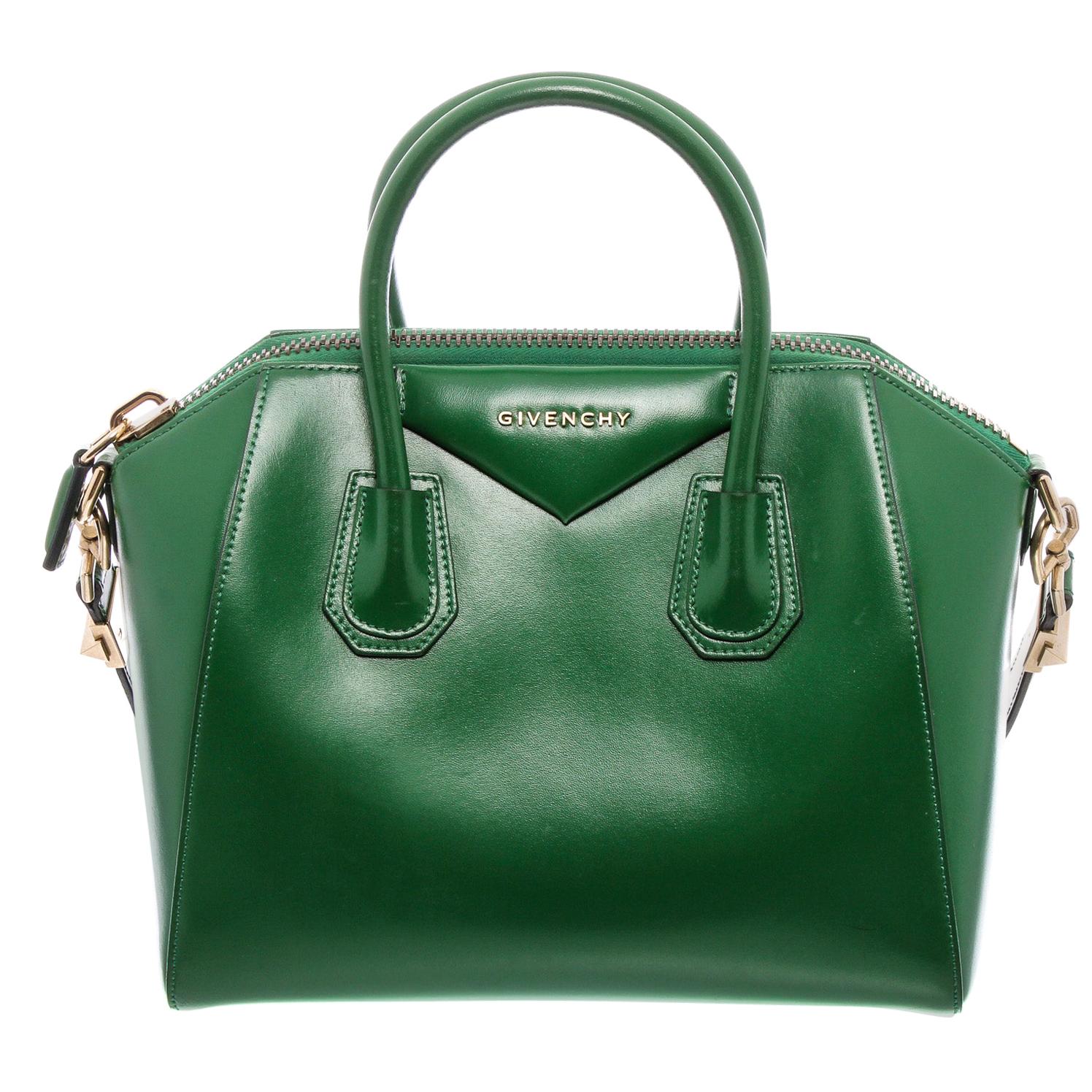 Givenchy Green Leather Small Antigona Satchel Bag
